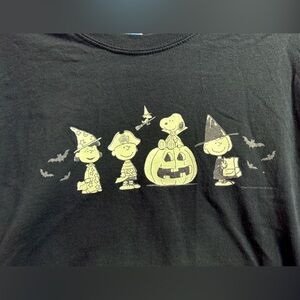 Peanuts Halloween Glow in the Dark Black Short Sleeve T-Shirt Size M